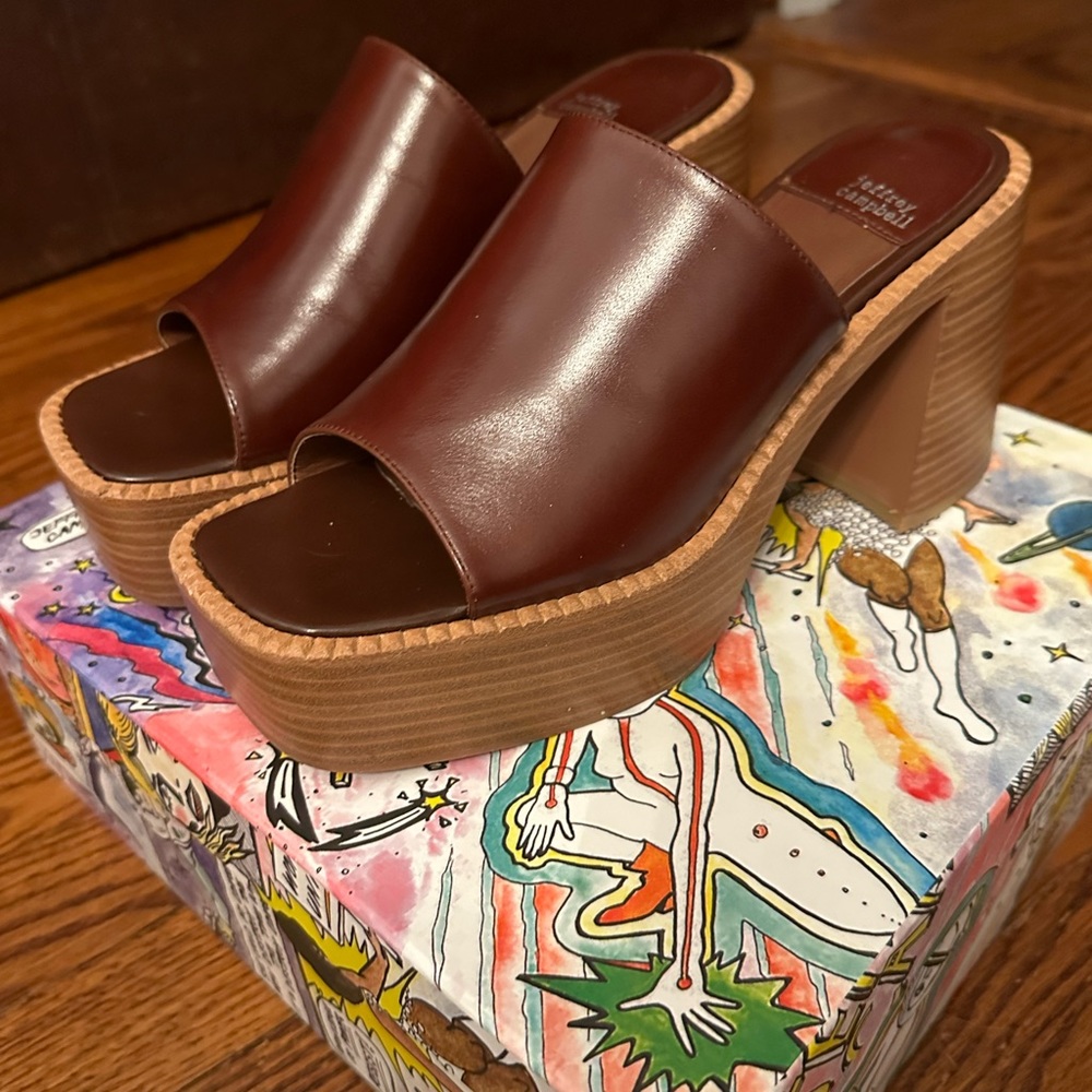 Jeffrey Campbell Concert Platform Sandals NIB Brown 8.5 - Picture 2 of 6